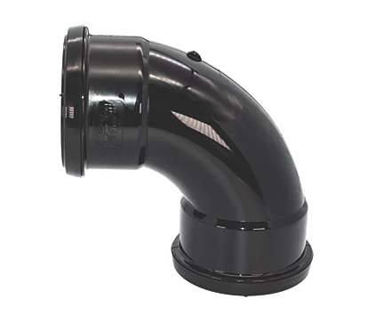 FloPlast Push-Fit 92.5° Double Socket Bend Black 110mm Soil pipe double socket 90 bend
