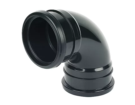FloPlast Push-Fit 92.5° Double Socket Bend Black 110mm Soil pipe double socket 90 bend