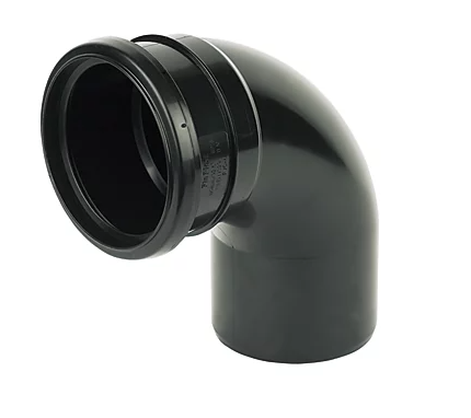 FloPlast Push-Fit 92.5&deg; Single Socket Bend Black 110mm Soil pipe single socket 90