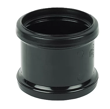 FloPlast Push-Fit Double Socket Pipe Coupler Black 110mm Double socket coupler