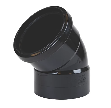 FloPlast Push-Fit 135&deg; Double Socket Top Offset Bend Black 110mm Double socket 135 offset