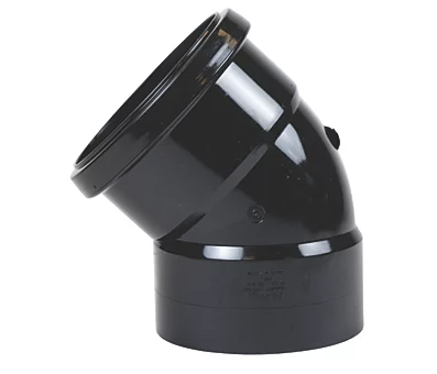 FloPlast Push-Fit 135° Double Socket Top Offset Bend Black 110mm Double socket 135 offset