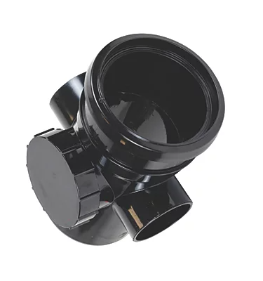 FloPlast Push-Fit 2-Boss Single Socket Access Pipe Black 110mm Single socket access pipe