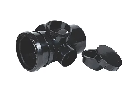 FloPlast Push-Fit 2-Boss Single Socket Access Pipe Black 110mm Single socket access pipe