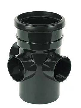 FloPlast Push-Fit 3-Boss Single Socket Pipe Black 110mm SS Boss access fitting