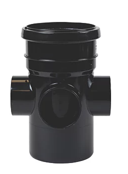 FloPlast Push-Fit 3-Boss Single Socket Pipe Black 110mm SS Boss access fitting