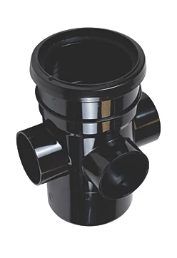 FloPlast Push-Fit 3-Boss Single Socket Pipe Black 110mm SS Boss access fitting