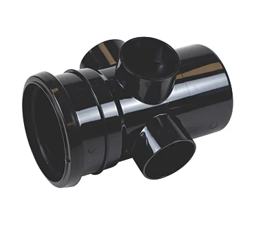 FloPlast Push-Fit 3-Boss Single Socket Pipe Black 110mm SS Boss access fitting
