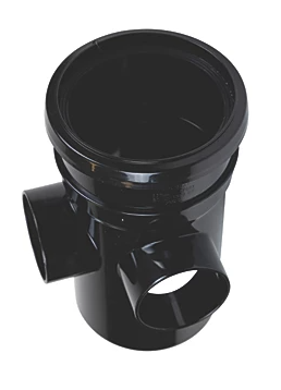 FloPlast Push-Fit 3-Boss Single Socket Pipe Black 110mm SS Boss access fitting