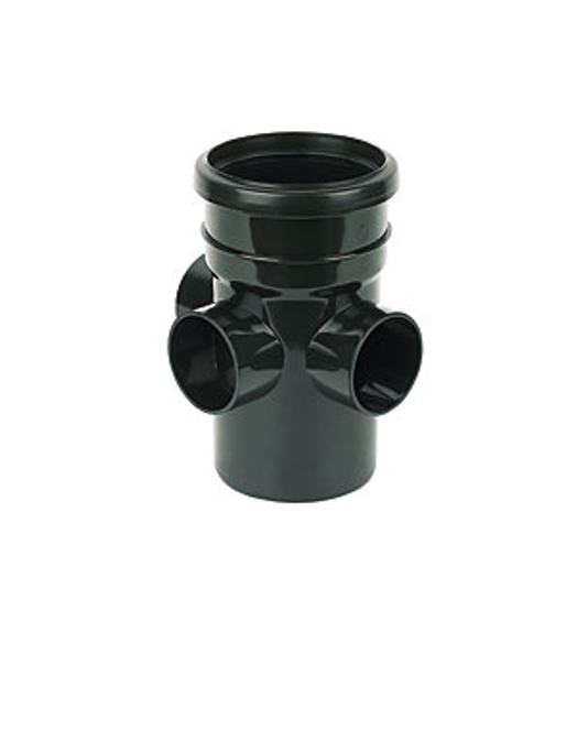 FloPlast Push-Fit 3-Boss Single Socket Pipe Black 110mm SS Boss access fitting