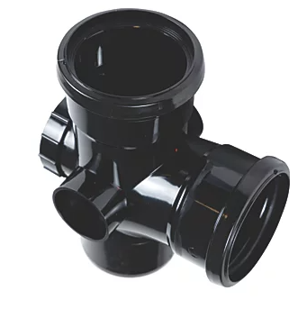 FloPlast Push-Fit 2-Boss 92.5° Double Socket Access Branch Black 110mm Double socket access branch