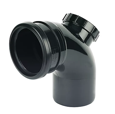 FloPlast Push-Fit -Boss 92.5&deg; Single Socket Access Bend Black 110mm ss access 90 bend