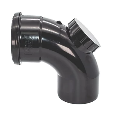 FloPlast Push-Fit -Boss 92.5° Single Socket Access Bend Black 110mm ss access 90 bend