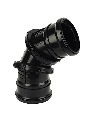 FloPlast Push-Fit 0-90&deg; Double Socket Adjustable Bend Black 110mm Adjustable 90 bend soil pipe