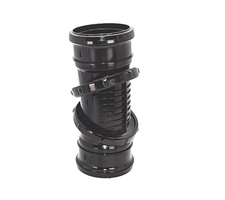 FloPlast Push-Fit 0-90° Double Socket Adjustable Bend Black 110mm Adjustable 90 bend soil pipe