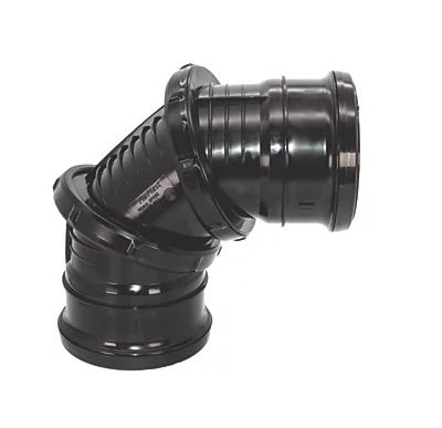 FloPlast Push-Fit 0-90&deg; Double Socket Adjustable Bend Black 110mm Adjustable 90 bend soil pipe
