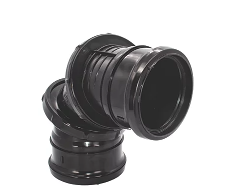 FloPlast Push-Fit 0-90° Double Socket Adjustable Bend Black 110mm Adjustable 90 bend soil pipe