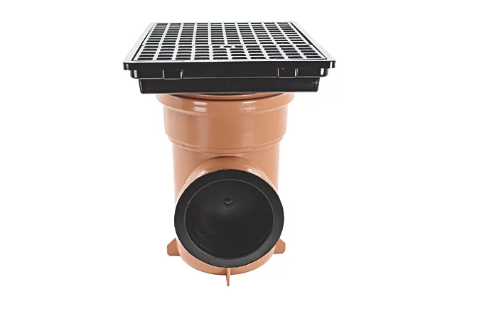 FloPlast Push-Fit Double Socket Rectangular Grid Back-Inlet Bottle Gully 110mm Rectangle Gully